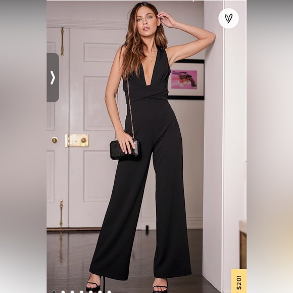 COPY - Lulus Make Memories Black Plunge Sleeveless Wide Leg Jumpsuit - Picture 3 of 12